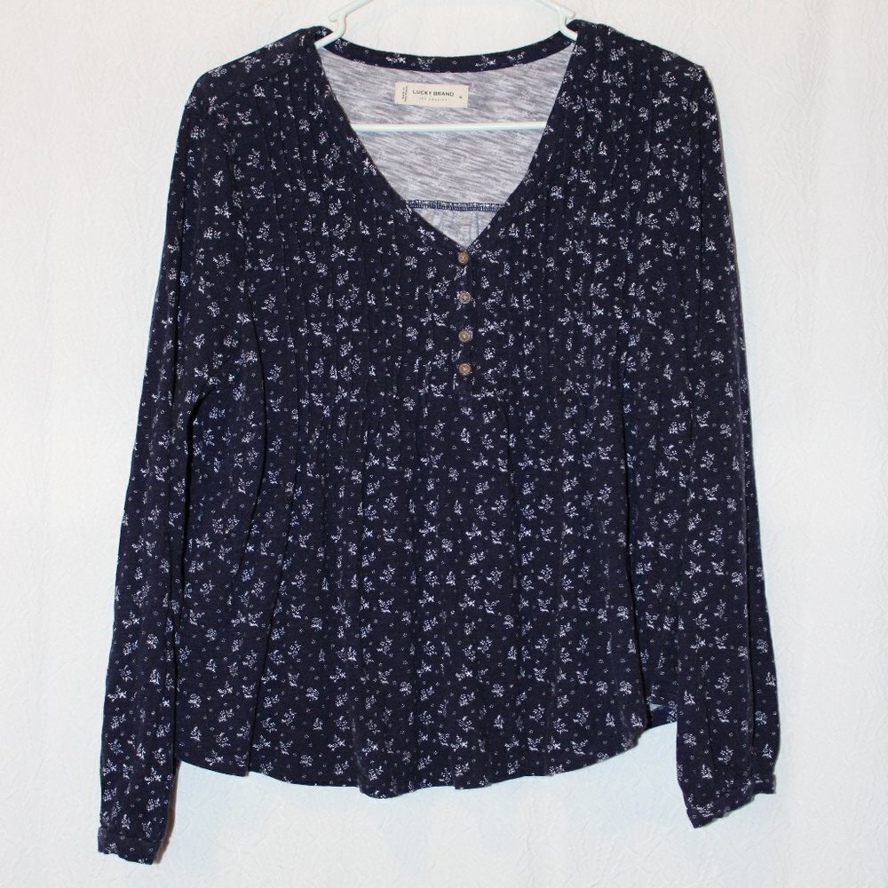 Lucky Brand long sleeve floral blouse size m